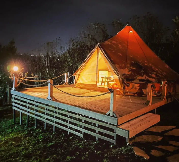 Glamping pod at The Far End Surf House
